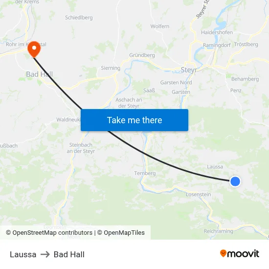 Laussa to Bad Hall map