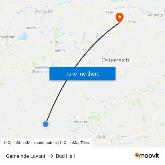 Gemeinde Lavant to Bad Hall map