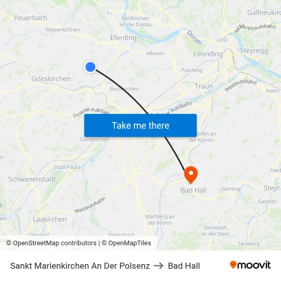 Sankt Marienkirchen An Der Polsenz to Bad Hall map