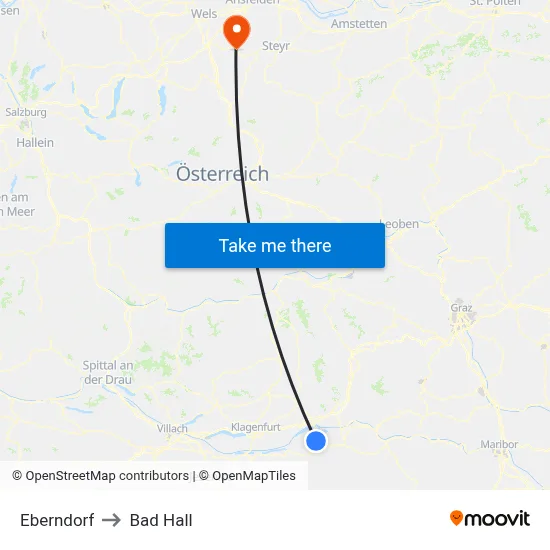 Eberndorf to Bad Hall map