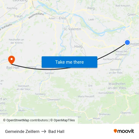 Gemeinde Zeillern to Bad Hall map