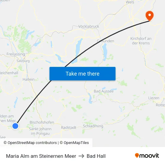Maria Alm am Steinernen Meer to Bad Hall map
