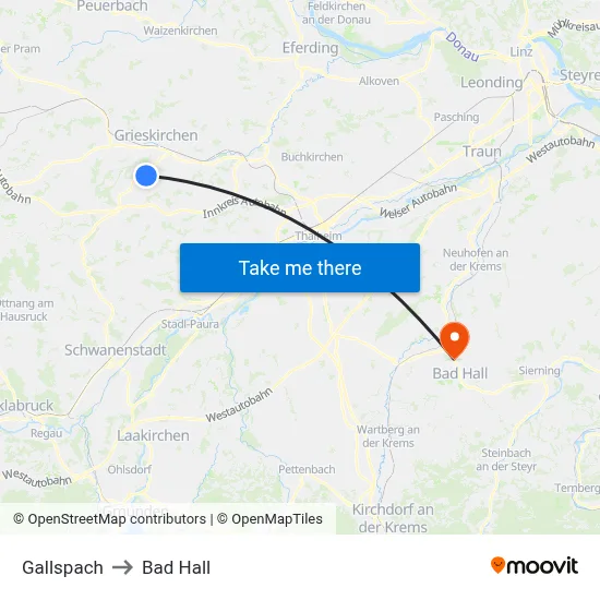 Gallspach to Bad Hall map