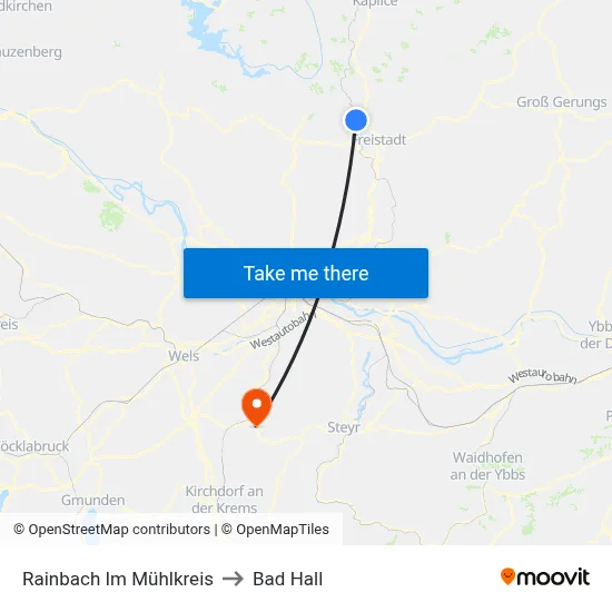 Rainbach Im Mühlkreis to Bad Hall map
