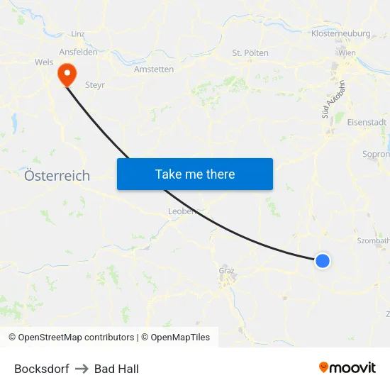 Bocksdorf to Bad Hall map