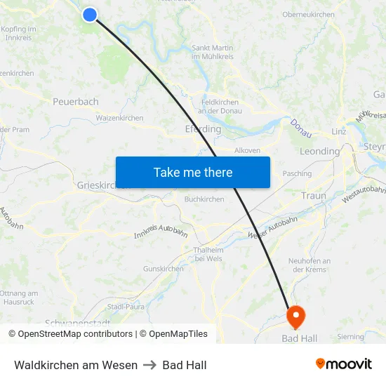 Waldkirchen am Wesen to Bad Hall map