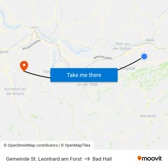 Gemeinde St. Leonhard am Forst to Bad Hall map