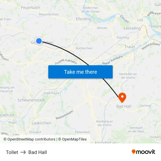 Tollet to Bad Hall map