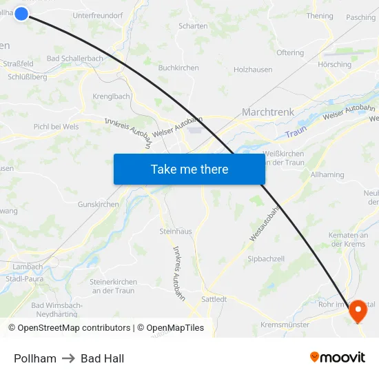 Pollham to Bad Hall map