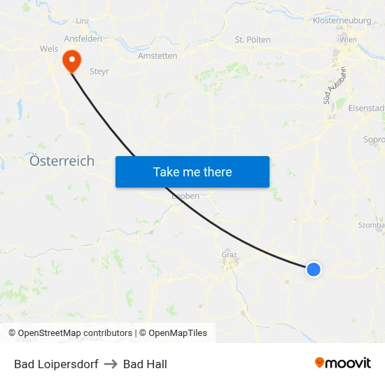 Bad Loipersdorf to Bad Hall map