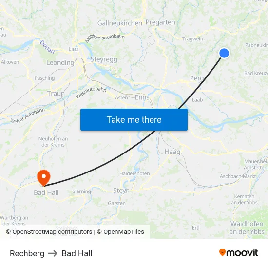 Rechberg to Bad Hall map