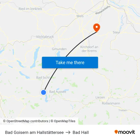 Bad Goisern am Hallstättersee to Bad Hall map
