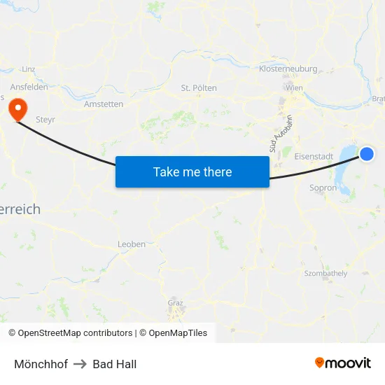 Mönchhof to Bad Hall map