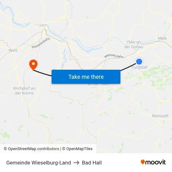 Gemeinde Wieselburg-Land to Bad Hall map