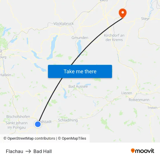 Flachau to Bad Hall map