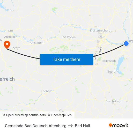 Gemeinde Bad Deutsch-Altenburg to Bad Hall map