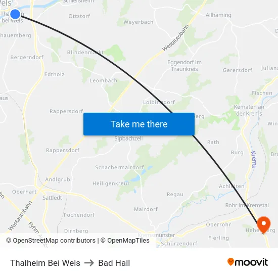 Thalheim Bei Wels to Bad Hall map