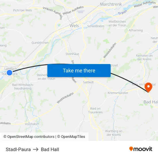 Stadl-Paura to Bad Hall map