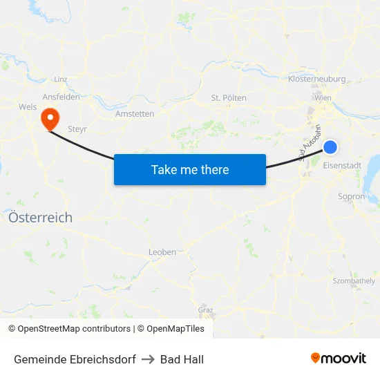 Gemeinde Ebreichsdorf to Bad Hall map