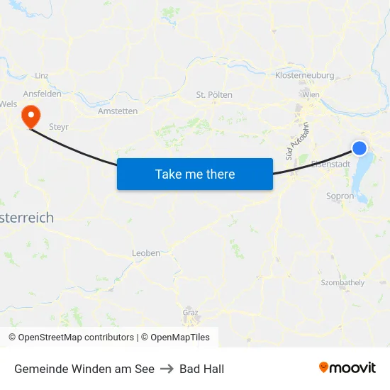 Gemeinde Winden am See to Bad Hall map