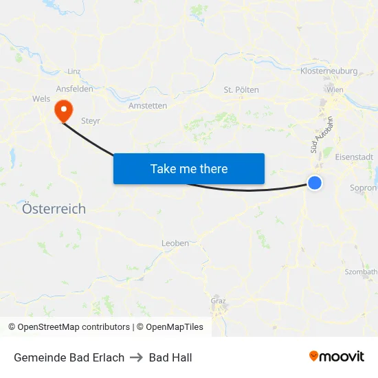Gemeinde Bad Erlach to Bad Hall map