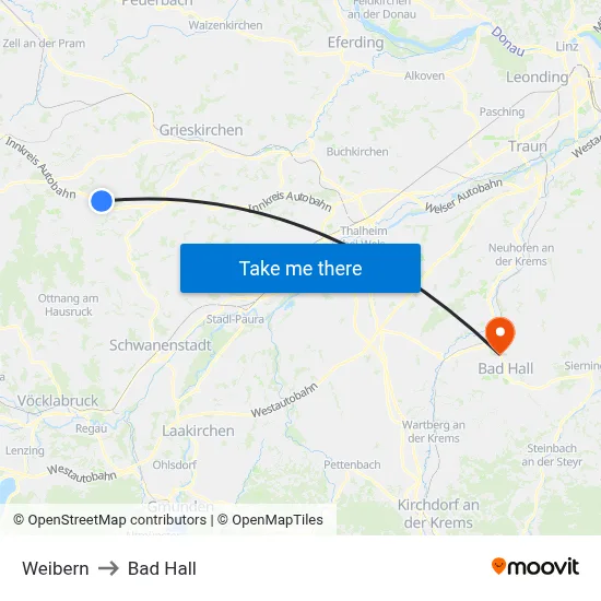 Weibern to Bad Hall map