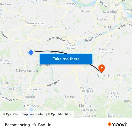 Bachmanning to Bad Hall map