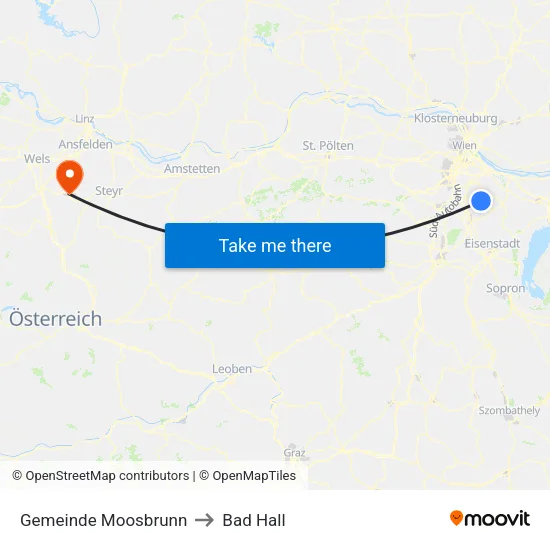 Gemeinde Moosbrunn to Bad Hall map