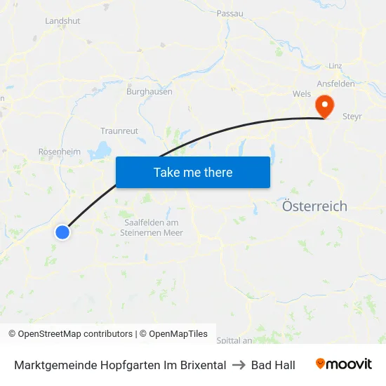 Marktgemeinde Hopfgarten Im Brixental to Bad Hall map
