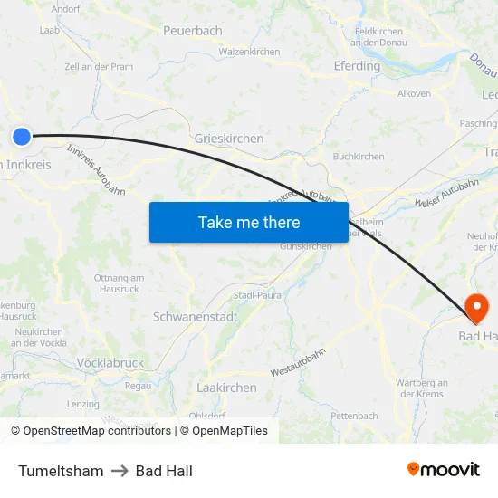 Tumeltsham to Bad Hall map