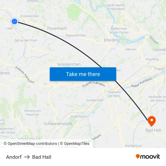 Andorf to Bad Hall map