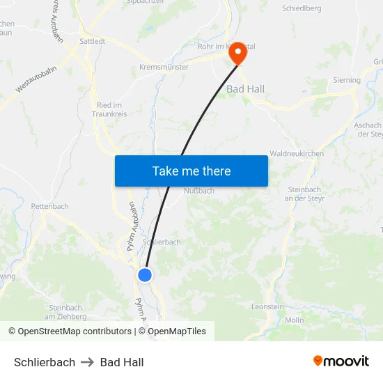Schlierbach to Bad Hall map
