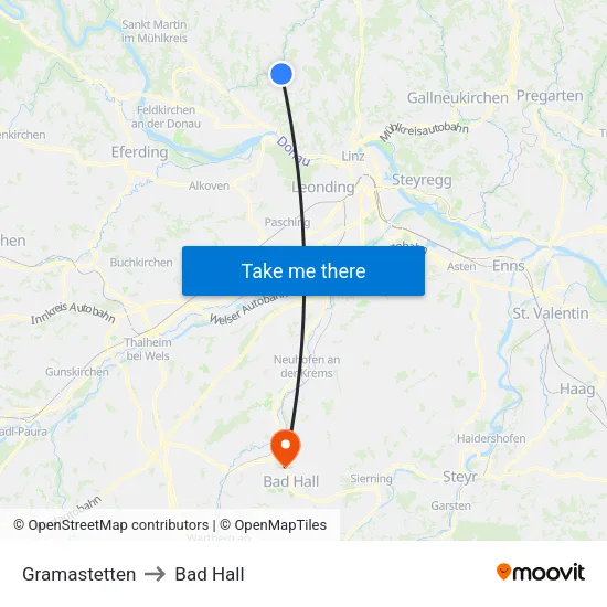 Gramastetten to Bad Hall map