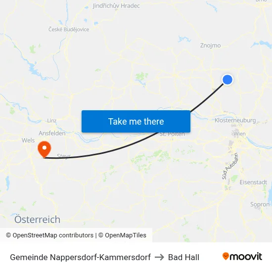 Gemeinde Nappersdorf-Kammersdorf to Bad Hall map