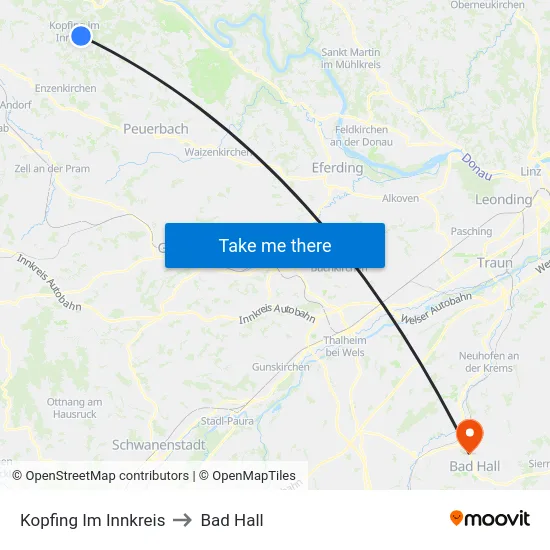 Kopfing Im Innkreis to Bad Hall map