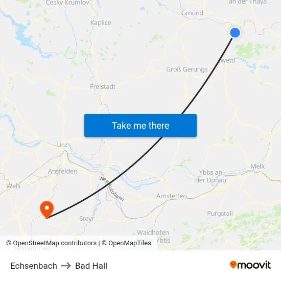 Echsenbach to Bad Hall map
