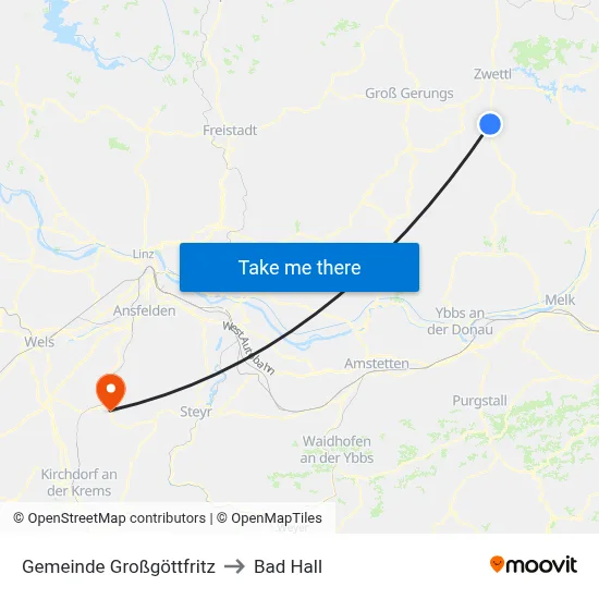 Gemeinde Großgöttfritz to Bad Hall map