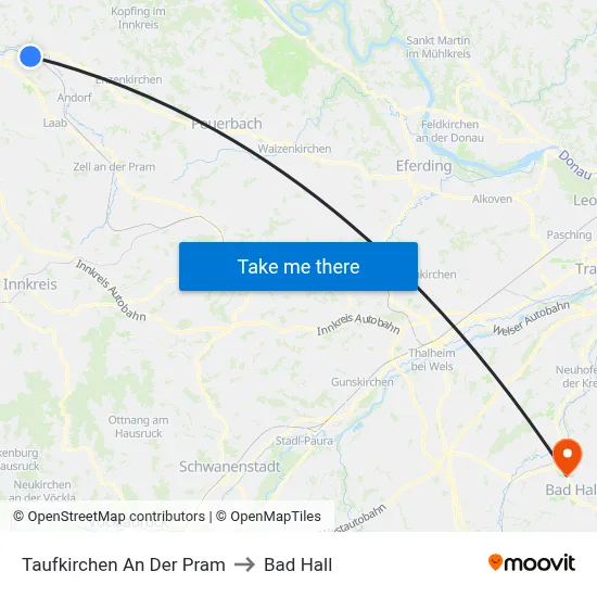Taufkirchen An Der Pram to Bad Hall map