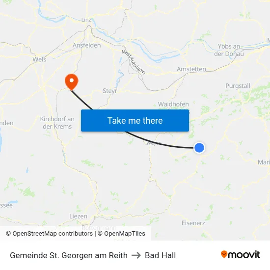 Gemeinde St. Georgen am Reith to Bad Hall map