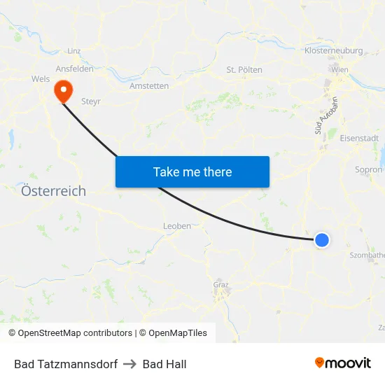 Bad Tatzmannsdorf to Bad Hall map