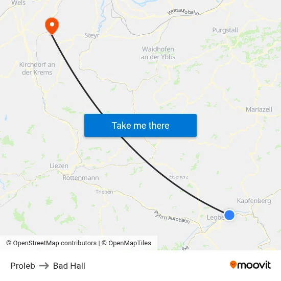 Proleb to Bad Hall map