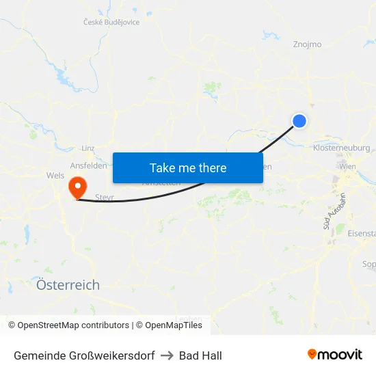 Gemeinde Großweikersdorf to Bad Hall map