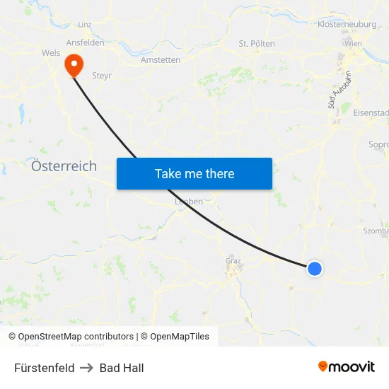 Fürstenfeld to Bad Hall map