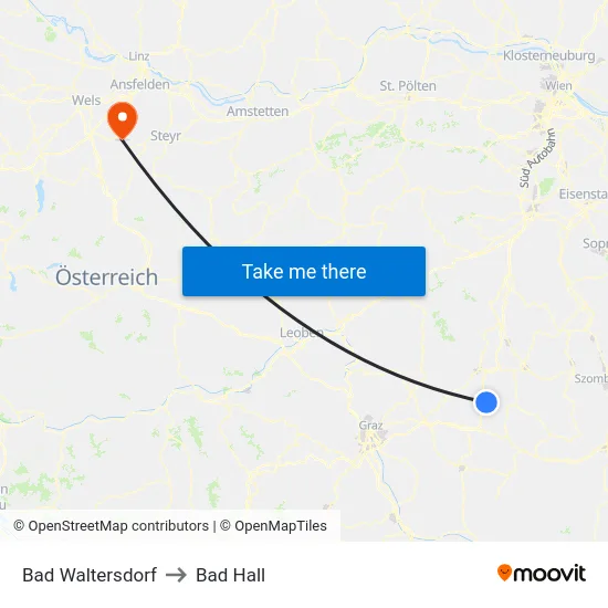Bad Waltersdorf to Bad Hall map