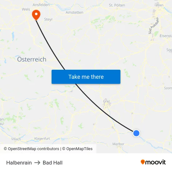 Halbenrain to Bad Hall map