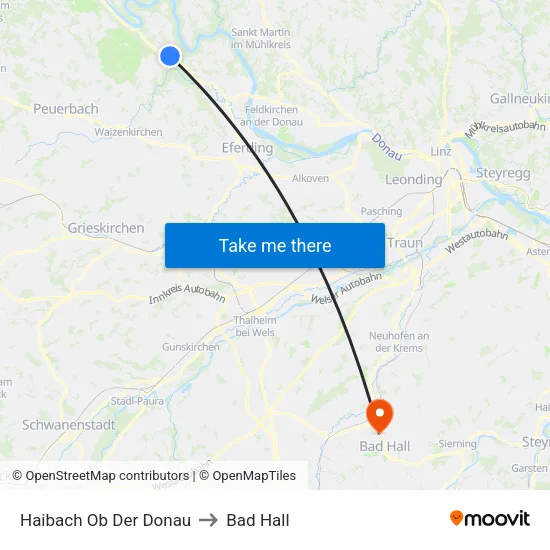 Haibach Ob Der Donau to Bad Hall map