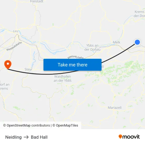 Neidling to Bad Hall map