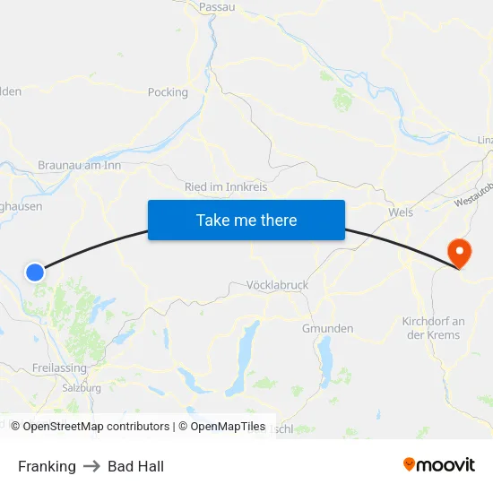 Franking to Bad Hall map