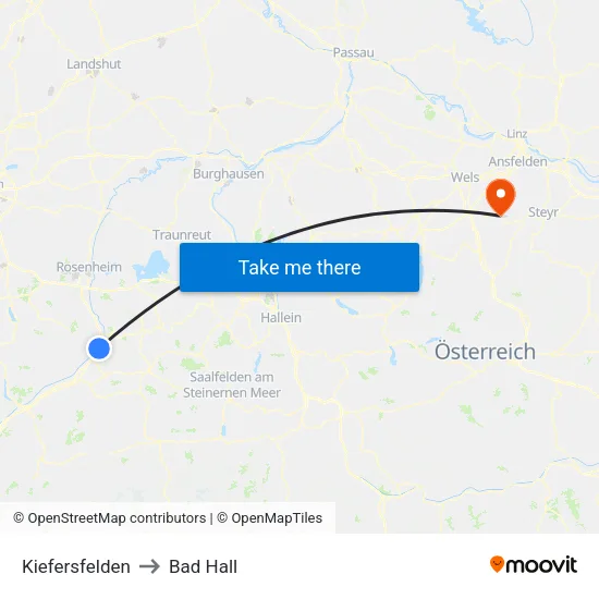 Kiefersfelden to Bad Hall map