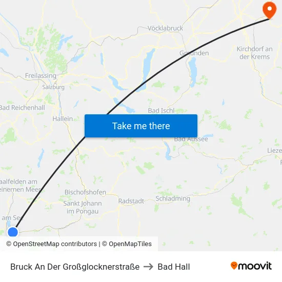 Bruck An Der Großglocknerstraße to Bad Hall map